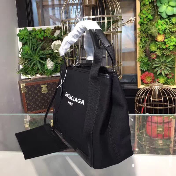 BALENCIAG巴黎世家 帆布黑小號手提包 定制帆布配牛皮 品牌標籤 印花 簡約大方 內置實用子母包  BL1669